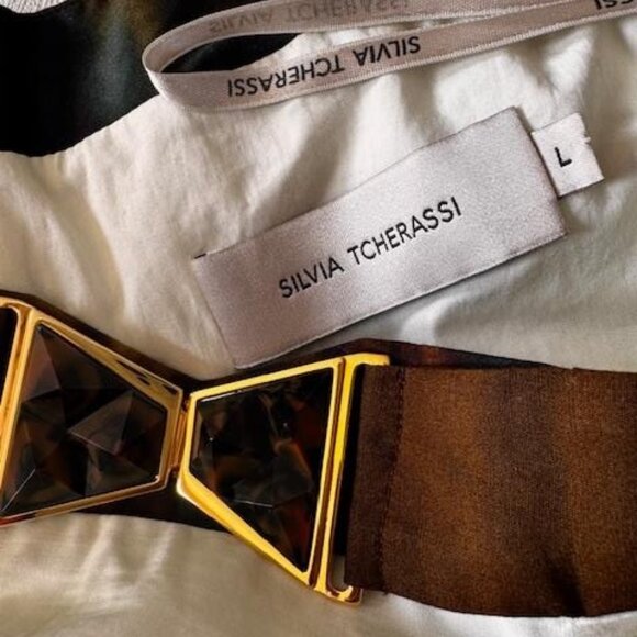 Silvia Tcherassi Damla Tuscan Sunset Degrade-Print Cotton Skirt Whimsical Artsy - Picture 13 of 16